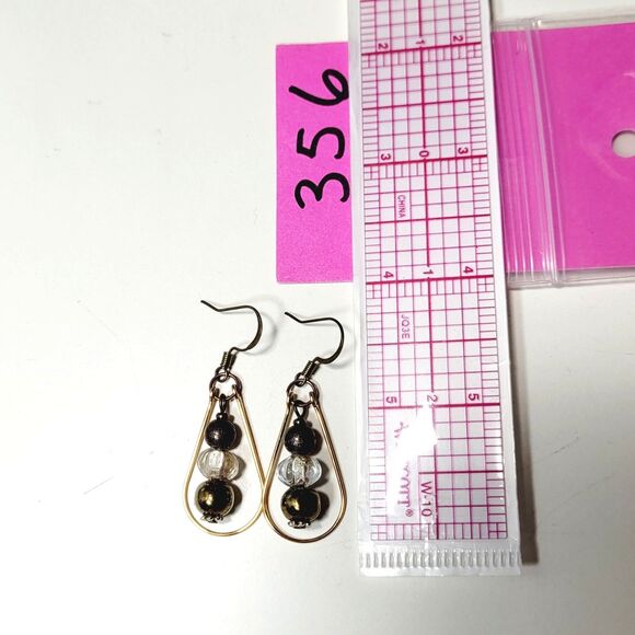 artisan earrings 356#mfs Teardrop earrings Crystal Fireglaze Metallic Brown earr - Picture 4 of 4